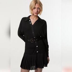 Karen Millen Jersey Belted Pleated Dress Size M